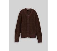 Tom Tailor - Bouclé Cardigan mit Wollanteil dark pecan brown melange - Gr. - M