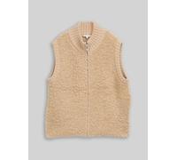 TOM TAILOR Damen Bouclé Pullunder mit Reißverschluss, beige, Meliert, Gr. XS