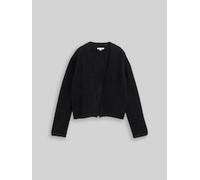 TOM TAILOR Damen Cardigan aus Federgarn, schwarz, Uni, Gr. XXL