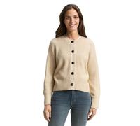 Strickjacke TOM TAILOR, Damen, Gr. XXL, sand stone beige melange, Strick, Obermaterial: 52% Viskose, 27% Polyester, 21% Polyamid, meliert, oversize normal, Rundhals, Rippbündchen, Strickjacken, mit Ri