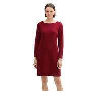 Tom Tailor Damen Cosy Kleid aus Rippstrick, 36489 - Deep Red Melange, 44