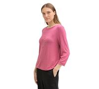 TOM TAILOR Damen Cozy Longsleeve mit Schriftzug,35895 - pink Velvet Melange, XXL