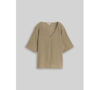 Tom Tailor - Crinkle T-Shirt mit V-Ausschnitt grün - Gr. - M