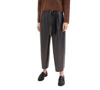 TOM TAILOR Damen Fake-Leder Culotte Hose mit Gürtel, deep black, 38/28