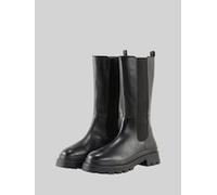 TOM TAILOR Damen Gefütterte Stiefel aus Leder, schwarz, Uni, Gr. 36