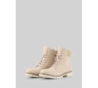 TOM TAILOR Damen Gefütterte Stiefel mit Strick-Einsatz, braun, Uni, Gr. 39