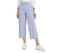 TOM TAILOR Damen Gestreifte Stoffhose aus Bio-Baumwolle und weitem Bein 1025459, 12320 - Thin Stripe Pants, 42