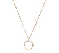 Tom Tailor Damen Halskette 2101280 mit Anhänger Kreis Silber 925 rosévergoldet synth. Zirkonia