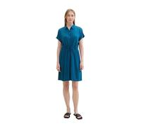 TOM TAILOR Damen Hemd-Kleid mit Bindegürtel, Moss Blue, 42