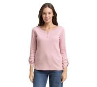 TOM TAILOR Damen Henley Longsleeve mit Streifenmuster | Bio-Baumwolle | nachhaltige Materialauswahl | Regular Fit | Knopfleiste | Langarm | gestreift | elastisch | Knöpfe