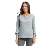 TOM TAILOR Damen Langarmshirt mit Turn-Up-Funktion, grün, Gestreift, Gr. XXL
