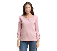 TOM TAILOR Damen Henley Longsleeve mit Streifenmuster | Bio-Baumwolle | nachhaltige Materialauswahl | Regular Fit | Knopfleiste | Langarm | gestreift | elastisch | Knöpfe