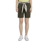TOM TAILOR Damen Hosen & Chino Chino Relaxed Bermuda-Shorts mit Bindegürtel Woodland Green,34,10373,7000