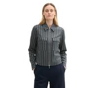 Tom Tailor Damen Jacquard Jacke mit Reißverschluss, 36552 - Contemporary Navy Check, XL