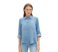 TOM TAILOR Damen Jeansbluse mit Brusttaschen, 10113 - Clean Mid Stone Blue Denim, 42