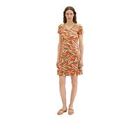 Jerseykleid TOM TAILOR Gr. 38, N-Gr, braun (brown abstract leaf) Damen Kleider Freizeitkleider mit modischem Allover-Druck (94895312-38)