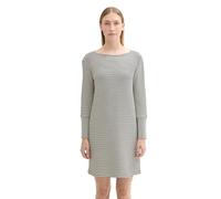 Tom Tailor Damen Jersey Kleid mit Struktur,36146 - White Navy Stripe, 46