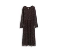 Tom Tailor Damen Meshkleid Regular midi – bedruckt, braun-schwarz – Gr. 38