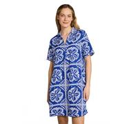 Polokleid TOM TAILOR, Damen, Gr. 40, N-Gr, blau flower tile design, Web, Obermaterial: 55% Lyocell, 45% Viskose, bedruckt, regular fit kniefrei, Kleider, mit All-Over Print (48100626-40) blau flower t