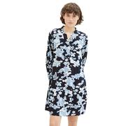 TOM TAILOR Damen Kleid mit Muster & Volant, 34757 - Blue Cut Floral Design, 40