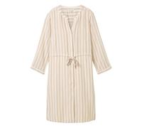TOM TAILOR Damen Kleid mit Streifen & Bindegürtel, beige offwhite stripe, 38