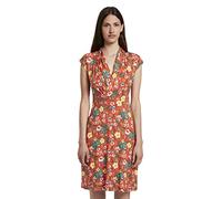 TOM TAILOR Damen Kleider & Jumpsuits Sommerliches Kleid mit drapiertem Wickel-Ausschnitt red Watercolor Flower Design,38, 1020780