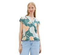 TOM TAILOR Damen Kurzarm-Bluse mit Muster , abstract flower print, 38