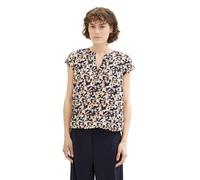 TOM TAILOR Damen Kurzarm-Bluse mit Muster , coral cut floral design, 34