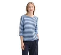 Tom Tailor Damen Langarm Shirt mit Struktur,36138 - Calm Blue Navy Stripe, M