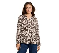 Langarmbluse TOM TAILOR "Regular", Damen, Gr. 42, braun (braun beige leo print), Web, Obermaterial: 100% Viskose, unifarben, regular fit hüftbedeckend, Rundhals, 1-Knopf-Manschette, Blusen, Sommerblus