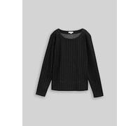 TOM TAILOR Damen Langarmshirt mit Glitzer-Effekt, grau, Nadelstreifen, Gr. XXXL