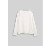 TOM TAILOR Damen Langarmshirt mit Glitzer-Streifenmuster, weiß, Gestreift, Gr. XXL