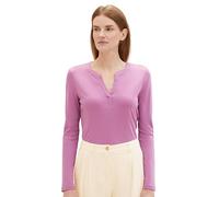 TOM TAILOR Damen Langarmshirt mit Henley-Ausschnitt, mauvy plum, L