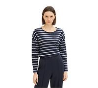 TOM TAILOR Damen Langarmshirt mit Streifen, 31540 - Navy Offwhite Stripe, XXL