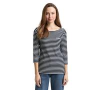 TOM TAILOR Damen Langarmshirt mit Streifenmuster, blau, Gestreift, Gr. M