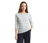 TOM TAILOR Damen Langarmshirt mit Streifenmuster, grün, Gestreift, Gr. XS
