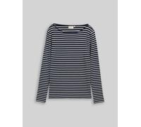 TOM TAILOR Damen Langarmshirt mit Streifenmuster, blau, Gestreift, Gr. L