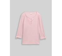 TOM TAILOR Damen Langarmshirt mit Turn-Up-Funktion, rosa, Gestreift, Gr. L