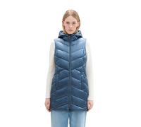 TOM TAILOR Damen Lange Steppweste mit Kapuze,26779 - Nighttime Blue, S
