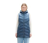 TOM TAILOR Damen Lange Steppweste mit Kapuze,26779 - Nighttime Blue, XL