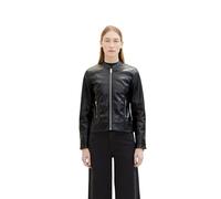 TOM TAILOR Damen Lederjacke, 14482 - Deep Black, L