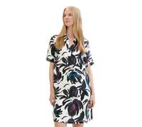 TOM TAILOR Damen Leinenkleid mit Polo Kragen , dark blue floral design, 40