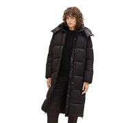TOM TAILOR Damen Long Puffer Mantel mit abnehmbarer Kapuze , deep black, XL