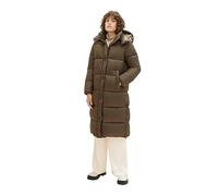 TOM TAILOR Damen Long Puffer Mantel mit abnehmbarer Kapuze , jungle soil green, XXL