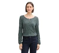TOM TAILOR Damen Longsleeve in Crinkle-Optik, 36552 - Contemporary Navy Check, S