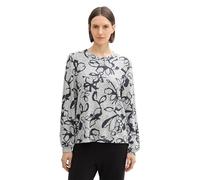 TOM TAILOR Damen Longsleeve mit Ballonärmeln, 36622 - Cosy Grey Floral Design, XXS
