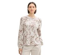 Tom Tailor Damen Longsleeve mit Ballonärmeln, 36623 - Cosy Taupe Floral Design, XS