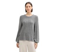 T-Shirt TOM TAILOR Gr. L (40), schwarz-weiß (printed heringbone structure) Damen Shirts (35408922-L) printed heringbone structure