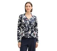 TOM TAILOR Damen Longsleeve mit Kragen, 36554 - Painterly Floral Design, XS