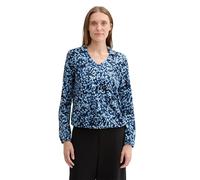 TOM TAILOR Damen Longsleeve mit Kragen, 36556 - Navy Watercolor Squares Design, XL